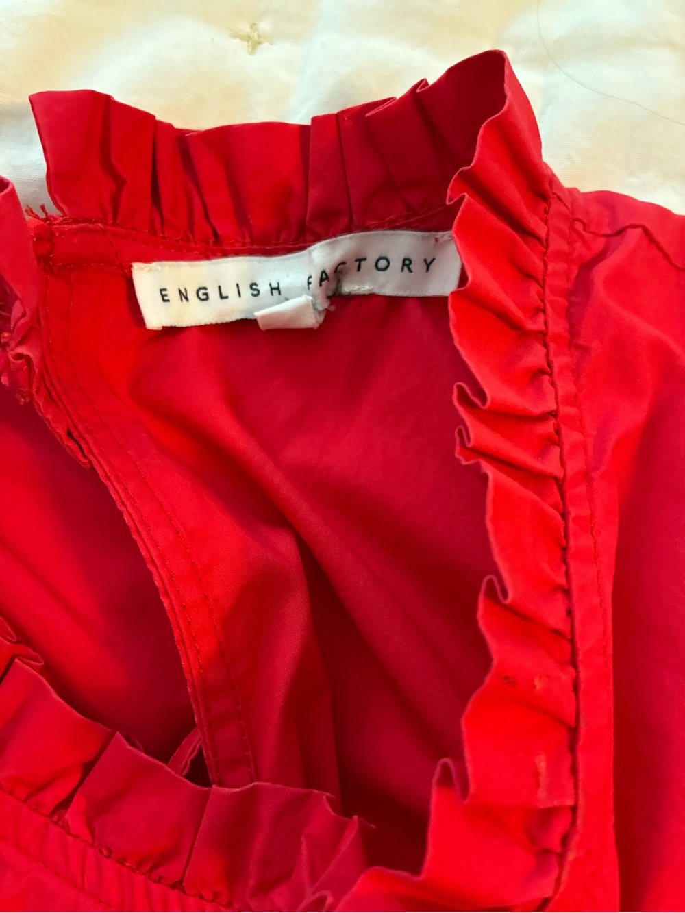 English Factory Red Ruffle Neck Blouse - Picture 2 of 3